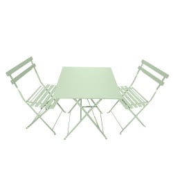 Ensemble de jardin pliable - Table de bistrot carrée et 2 chaises pour balcon ou terrasse