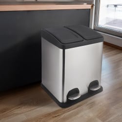 Poubelle double compartiment à pédales 2 x 20 L