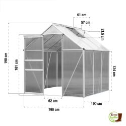Serre de jardin aluminium et polycarbonate 3,6 M²