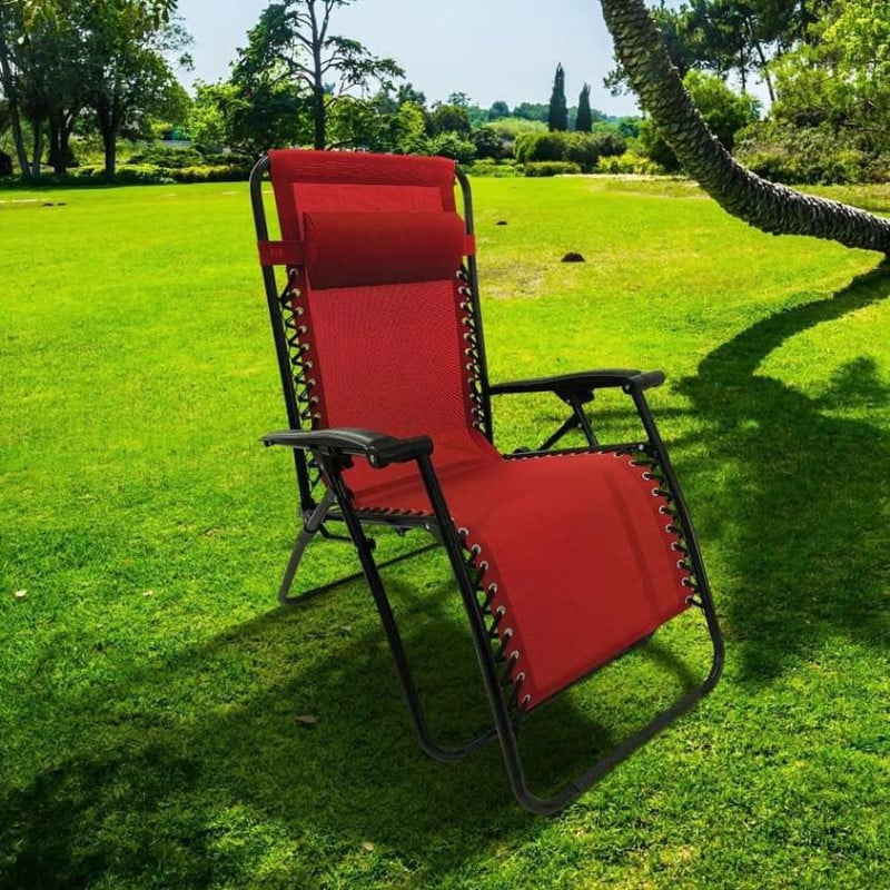 Fauteuil transat relax pliable - Chaise inclinable multiposition avec accoudoirs et appui-tête