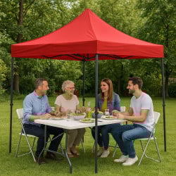 Tonnelle pliante 3 x 3 professionnelle, tente chapiteau pour la reception, les repas en famille