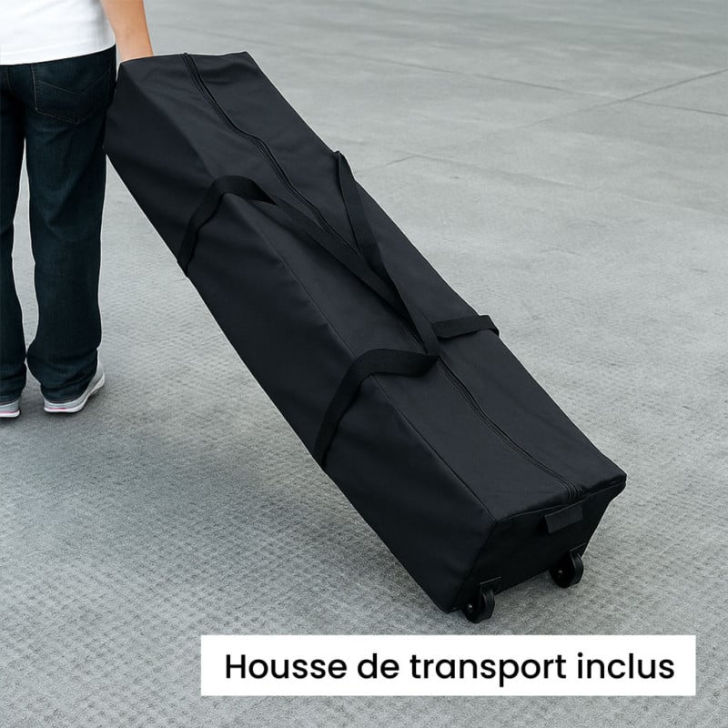 Tonnelle pliante 3 x 3 professionnelle, housse de transport avec roulette inclus