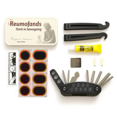 Kit de réparation pour oue de vélo + trousseau multi-outils