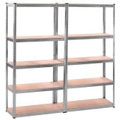 Étagère garage métallique 5 niveaux 180×180 cm : Robuste, modulable, montage facile par clips sans vis