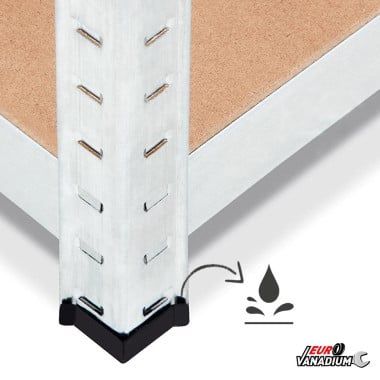 Étagère garage métallique 5 niveaux 180×180 cm : Robuste, modulable, montage facile par clips sans vis