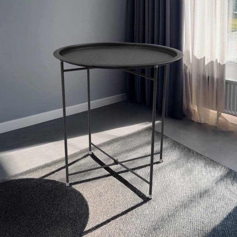 Table d’appoint ronde pliante en métal