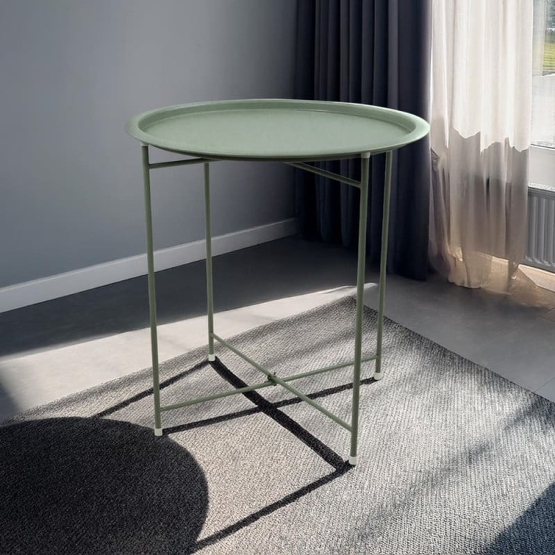 Table d’appoint ronde pliante en métal
