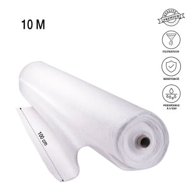 Rouleau géotextile 10 mètres 150g/m2, Lot de 3
