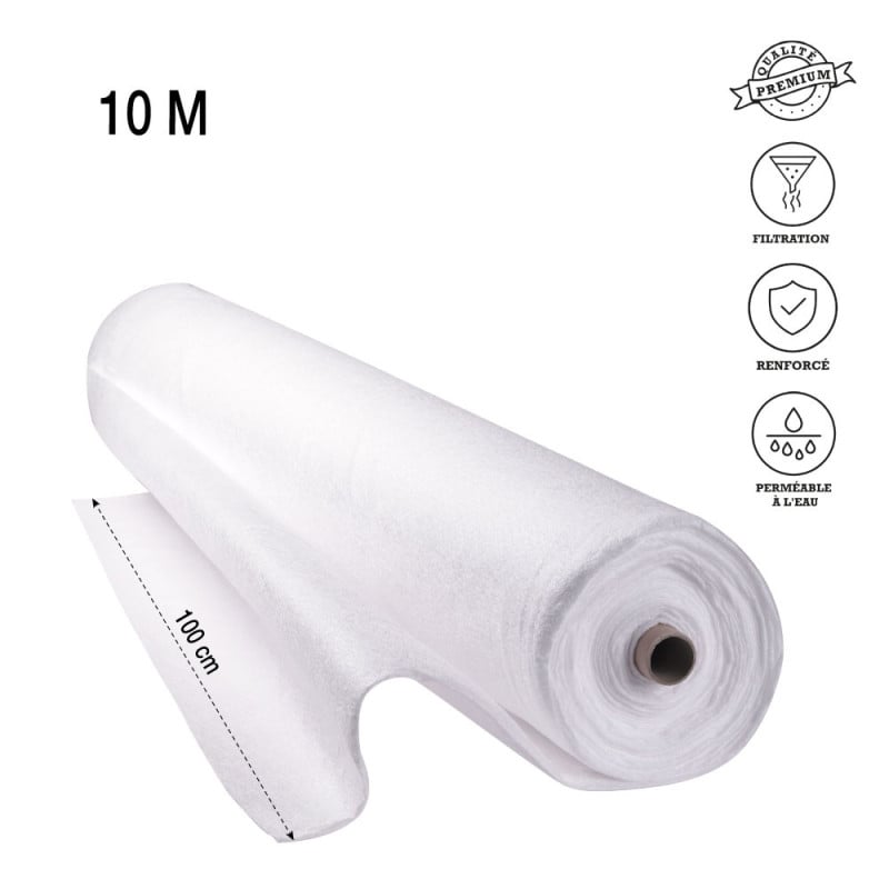 Rouleau géotextile 10 mètres 150g/m2, Lot de 3