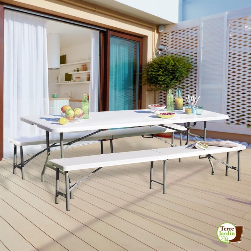 Banc de jardin pliant  blanc 4 personnes
