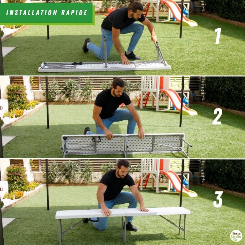 Banc de jardin pliant  blanc 4 personnes