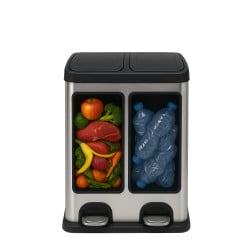 Poubelle double compartiment à pédales 2 x 20 L