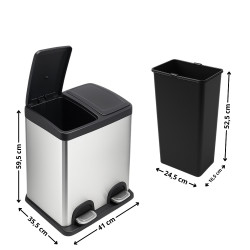 Poubelle double compartiment à pédales 2 x 20 L