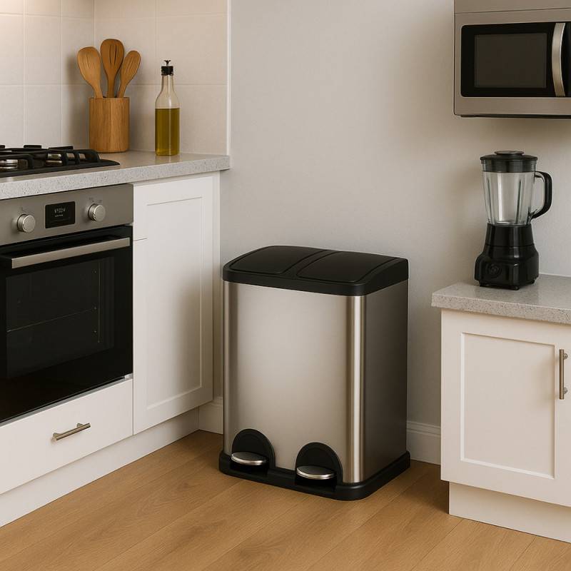 Poubelle double compartiment à pédales 2 x 20 L