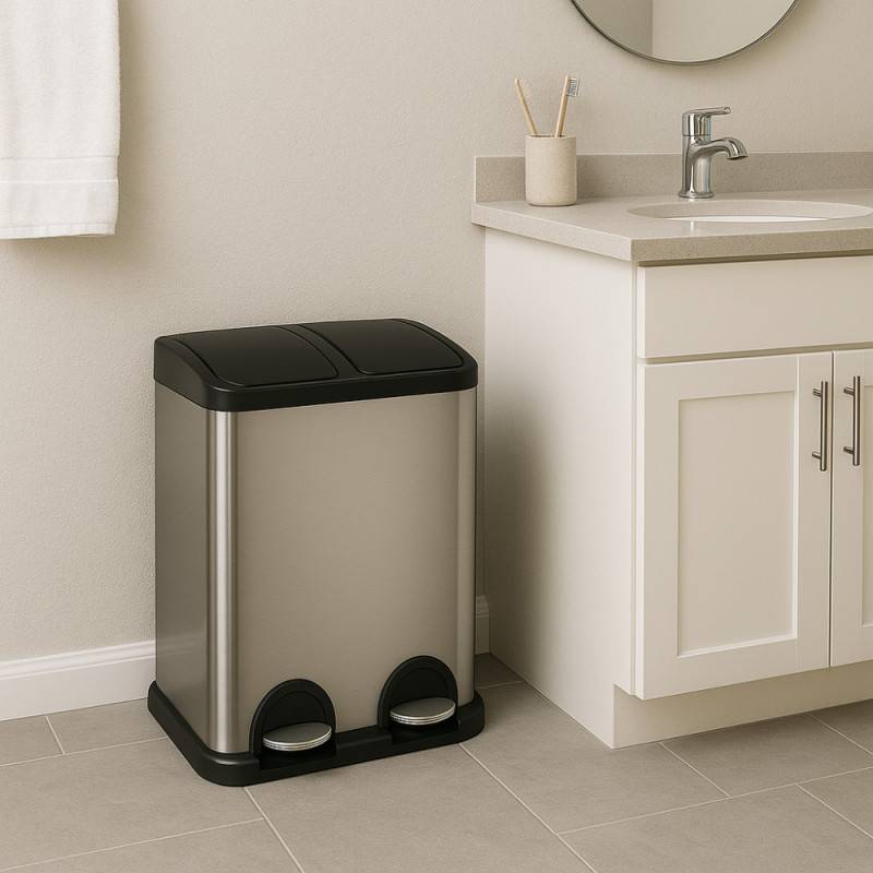 Poubelle double compartiment à pédales 2 x 20 L