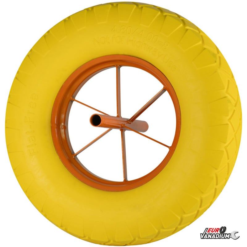 Roue de brouette pleine increvable diamètre 360 mm avec axe diamètre 20 mm