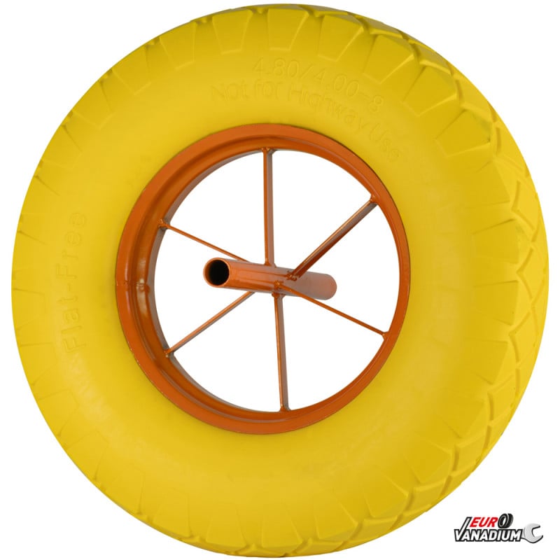 Roue de brouette pleine increvable diamètre 390 mm avec axe diamètre 20 mm
