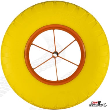 Roue de brouette pleine increvable diamètre 360 mm avec axe diamètre 20 mm