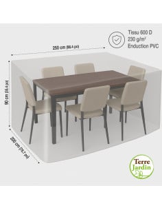 Housse de protection table rectangulaire 250x200x90 cm polyester 600D