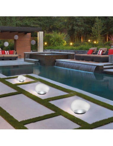 Galet lumineux solaire extérieur – décoration LED blanc froid