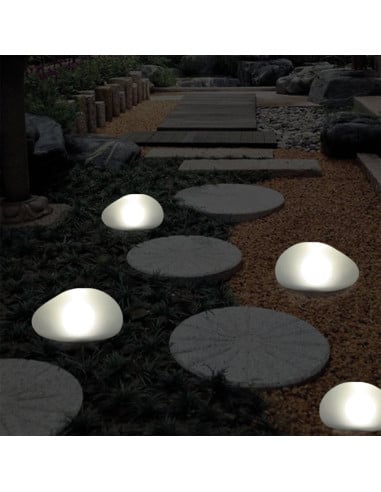 Galet lumineux solaire extérieur – décoration LED blanc froid