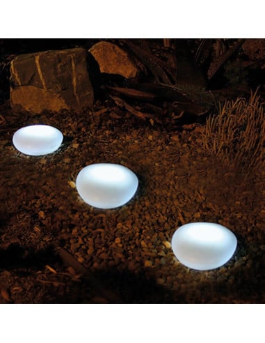 Galet lumineux solaire extérieur – décoration LED blanc froid