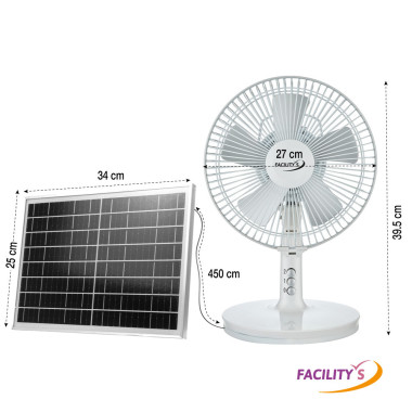 Ventilateur solaire et électrique 2 en 1 – diamètre 27 cm