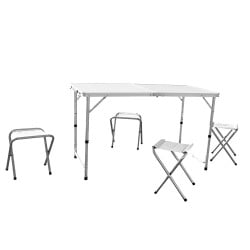 Table de camping légère et pratique avec 4 tabourets inclus