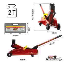 Cric rouleur hydraulique 2 tonnes avec mallette
