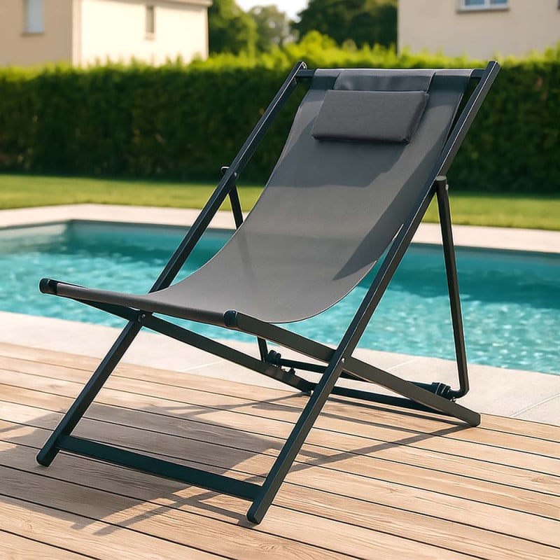 Chaise chilienne textilène gris anthracite