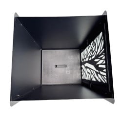 Réservoir à granulés design 55 kg noir en acier avec tamis et roulettes