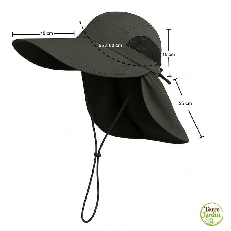 Chapeau caquette avec protection nuque et maille respirante - unisexe