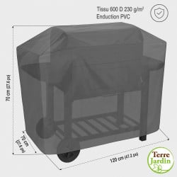 Housse de protection enduit PVC pour barbecue L120x70x70 cm