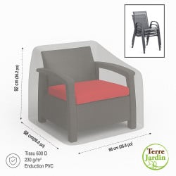Housse de protection 600D enduit PVC pour chaise et fauteuil de jardin L68xl68xH