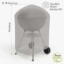 Housse de protection enduite PVC pour barbecue rond Ø70 x H75 cm