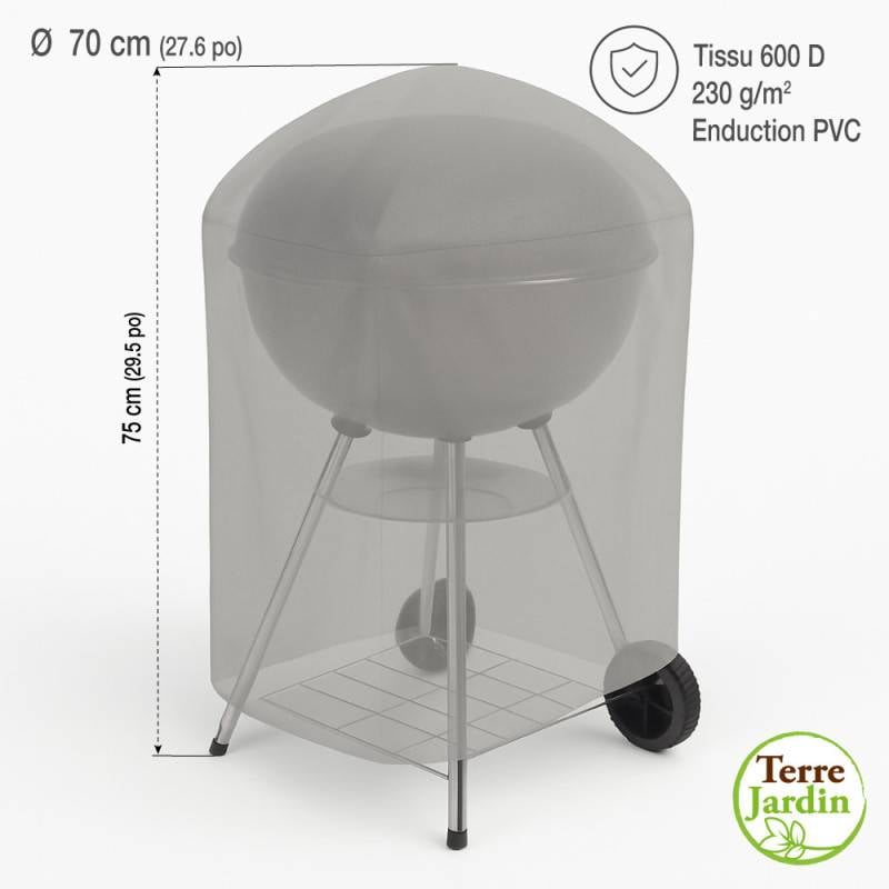 Housse de protection enduite PVC pour barbecue rond Ø70 x H75 cm