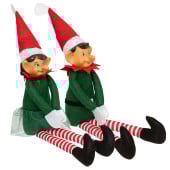 Lutins farceurs fille et garçon - Décoration ludique de Noël 40 cm Lutins farceurs fille et garçon - Décoration ludique de Noël 40 cm