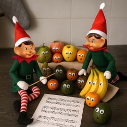 Lutins farceurs fille et garçon - Décoration ludique de Noël 40 cm