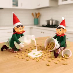 Lutins farceurs fille et garçon - Décoration ludique de Noël 40 cm