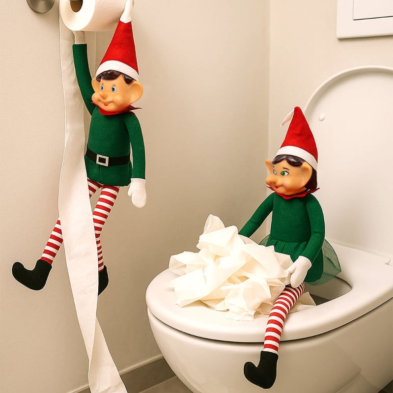 Lutins farceurs fille et garçon - Décoration ludique de Noël 40 cm Lutins farceurs fille et garçon - Décoration ludique de Noël 40 cm