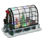 Village de Noël lumineux et animé serre Père Noël