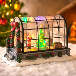 Village Noël lumineux animé serre Père Noël - 24,99€