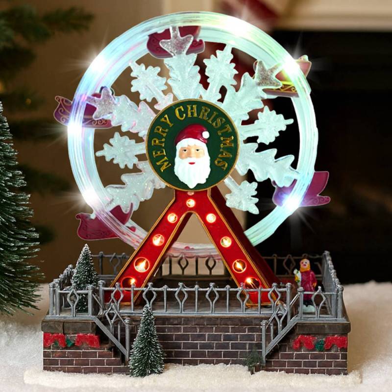 Village de Noël grande roue animé et lumineux à piles