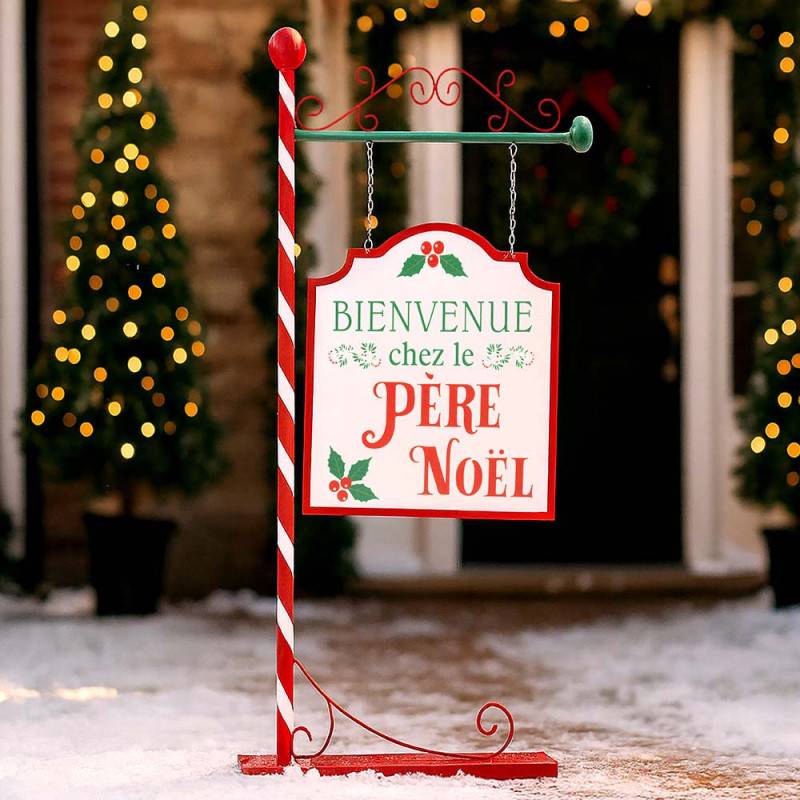 Pancarte métal Père Noël H105,5 cm