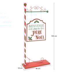 Pancarte métal Père Noël H105,5 cm