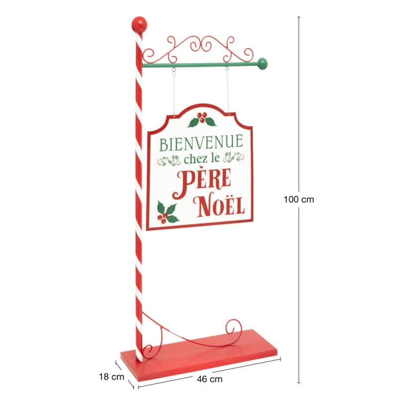 Pancarte métal Père Noël H105,5 cm