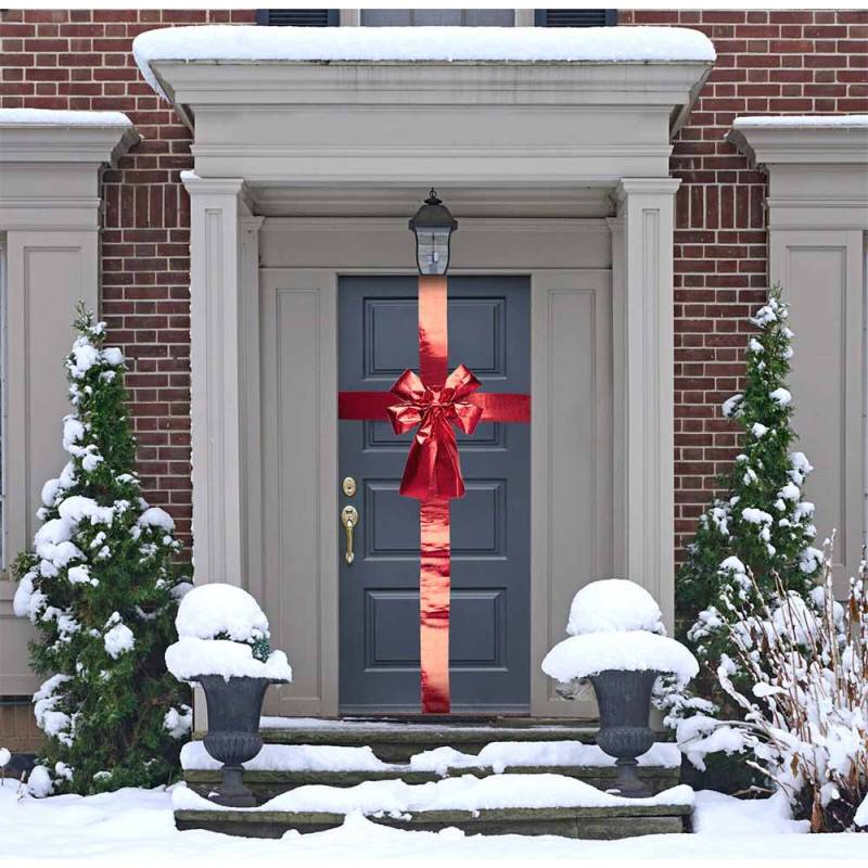 Noeud rouge de Noël pour porte intérieur ou extérieur