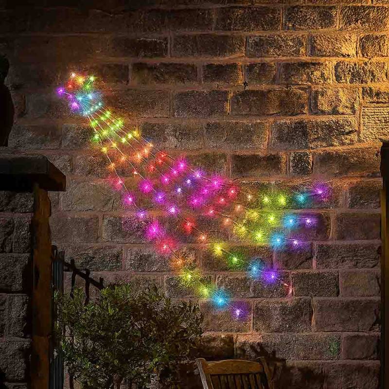 Étoile filante lumineuse 85 LED multicolore avec télécommande
