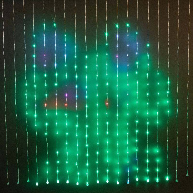 Rideau lumineux animé 200 x 200 cm avec télécommande et application mobile