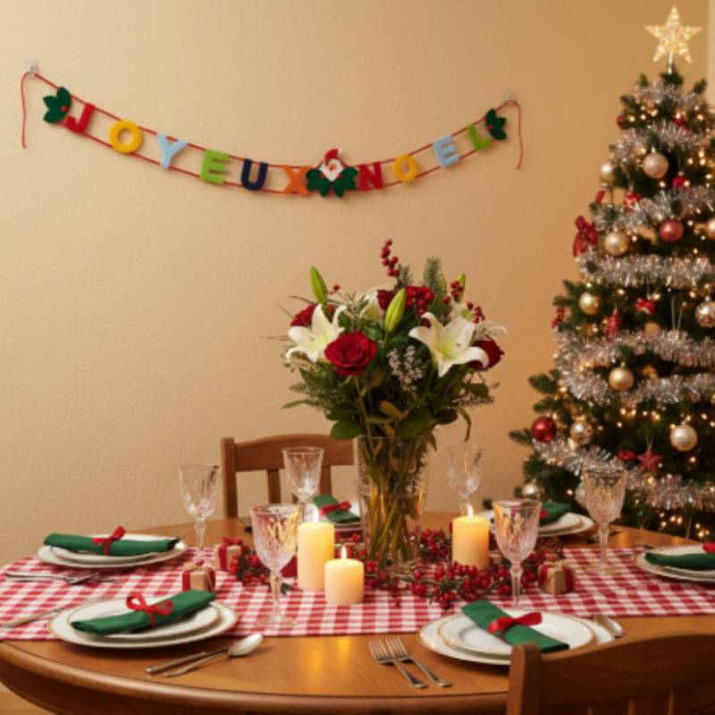 Guirlande bannière Joyeux Noël en feutrine 160 cm